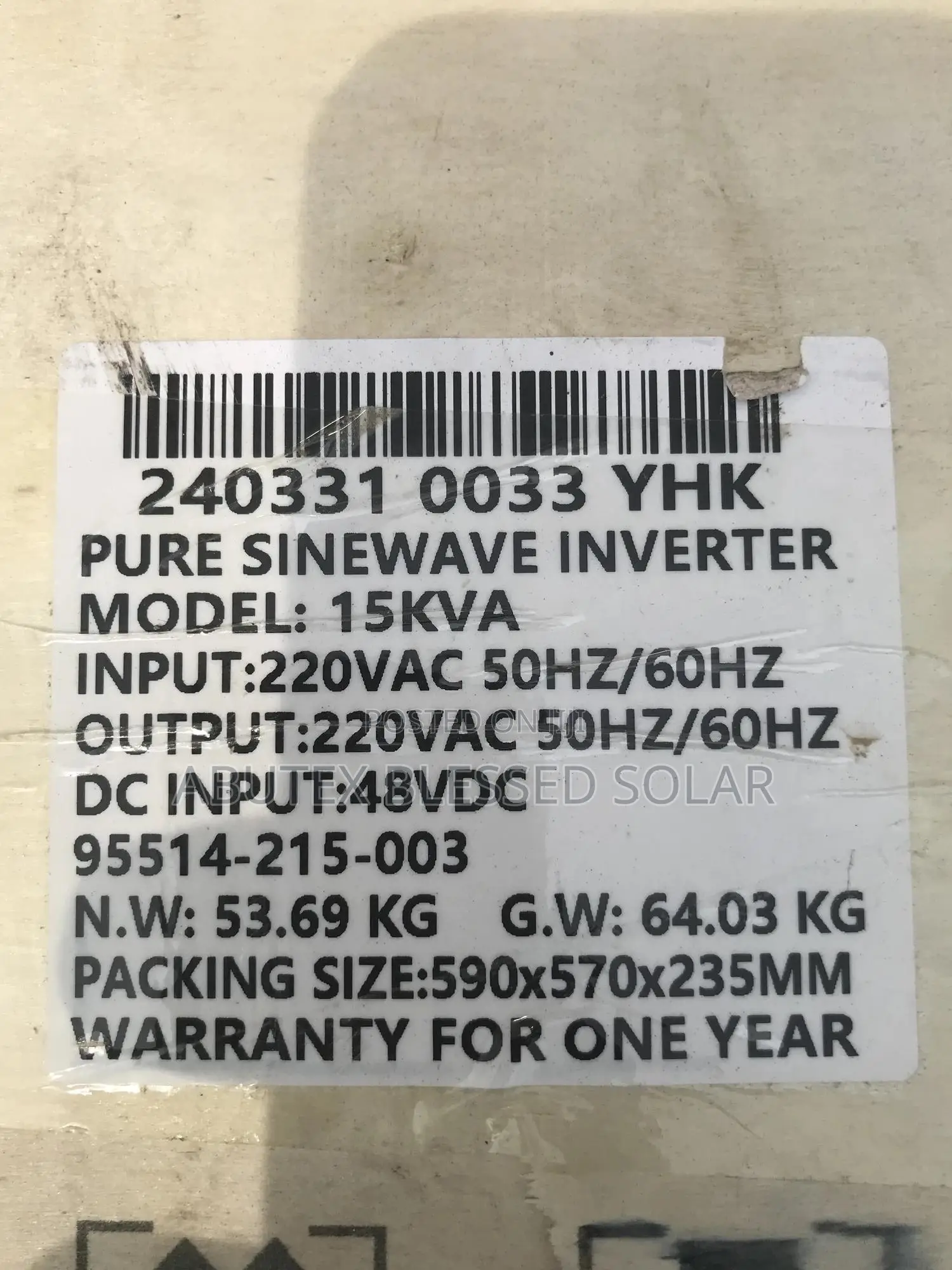 15kva 48v Yohaok Purey Sine Wave Solar Inverter