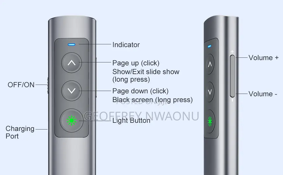 Rechargeable Wireless Presenter With Laser Pointer|USB-C A