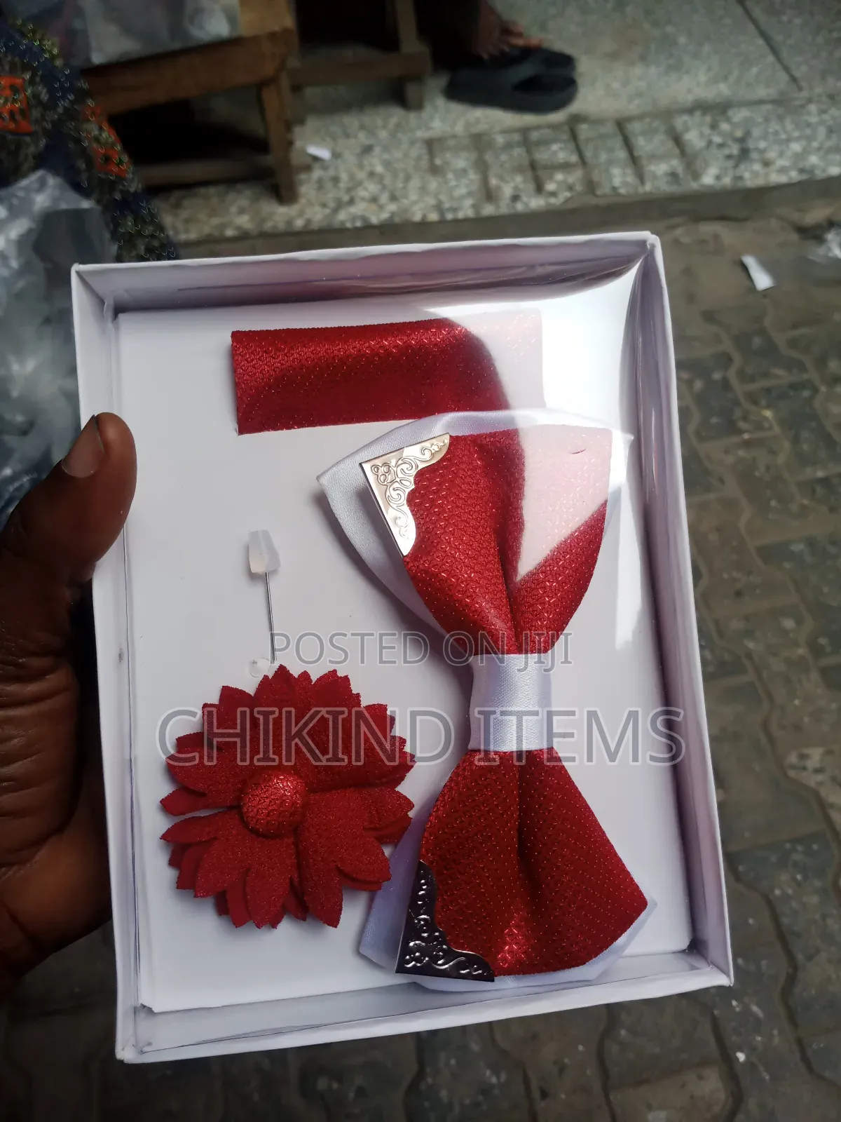 Quality Red Bow Tie With Pocket Filler