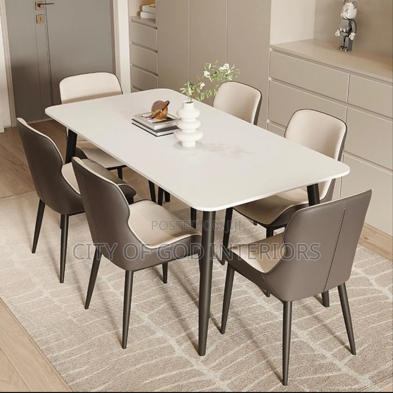 High Quality Luxury Dining Table Set With Marble Top by 6