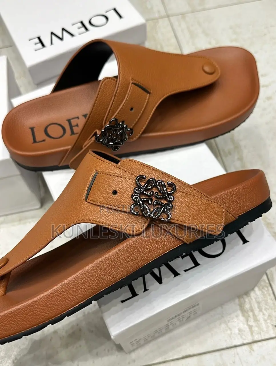 Original Loewe Anagram Leather Slippers Collections