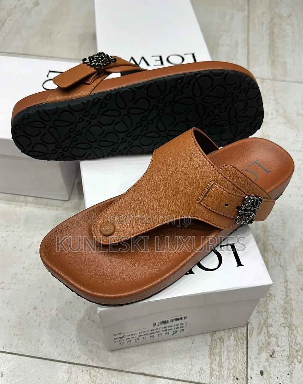 Original Loewe Anagram Leather Slippers Collections
