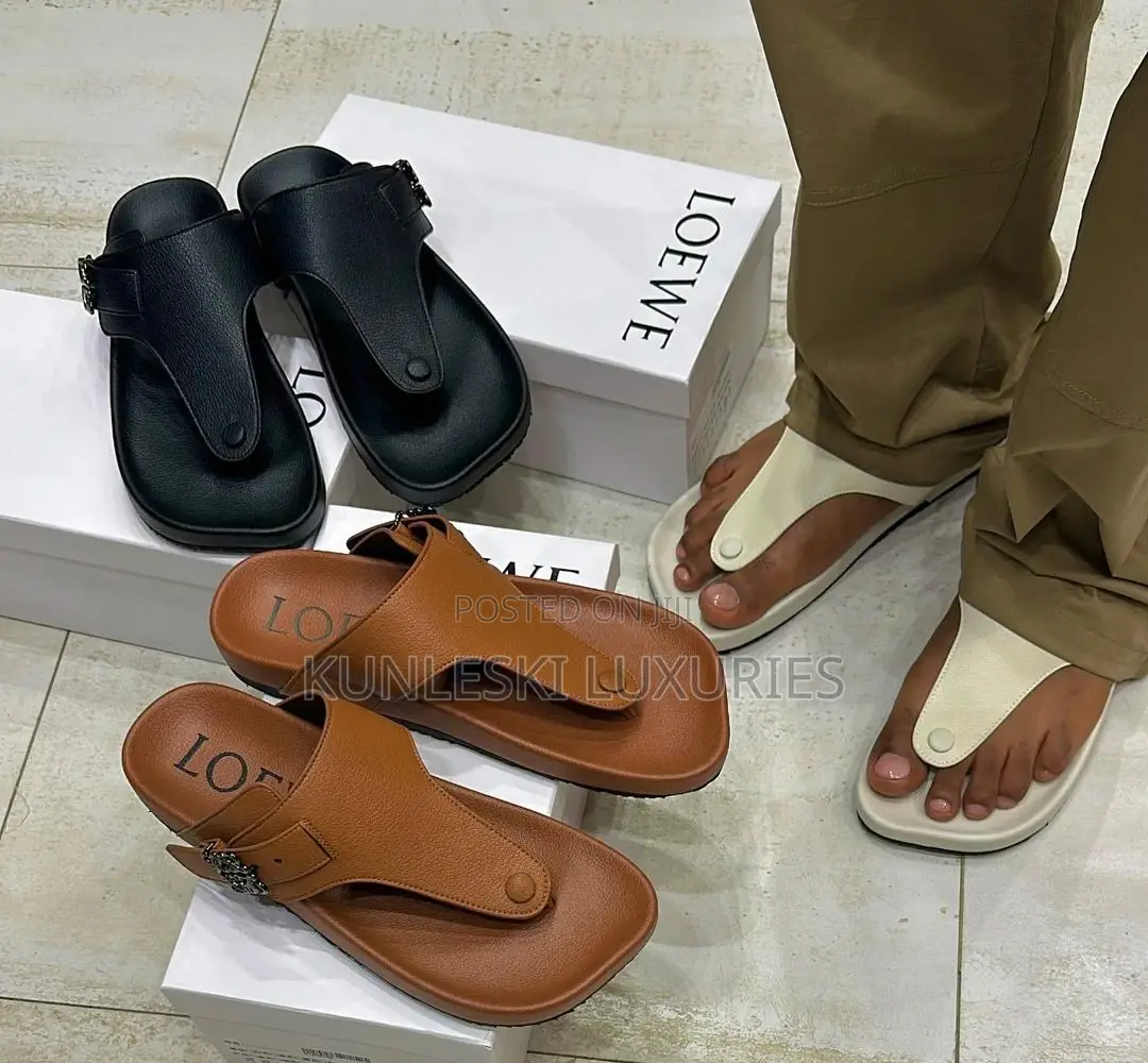 Original Loewe Anagram Leather Slippers Collections