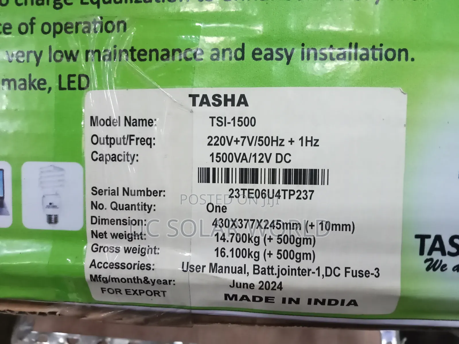 Tasha Energy 1.5kva Solar Inverter