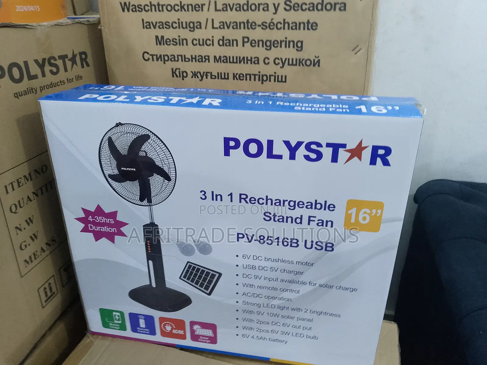 Best Quallity Polystar 3in1 Rechargeable Fan