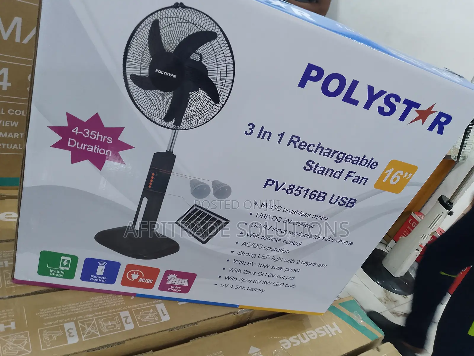 Hot Sales Polystar Rechargable 3in1 Fan