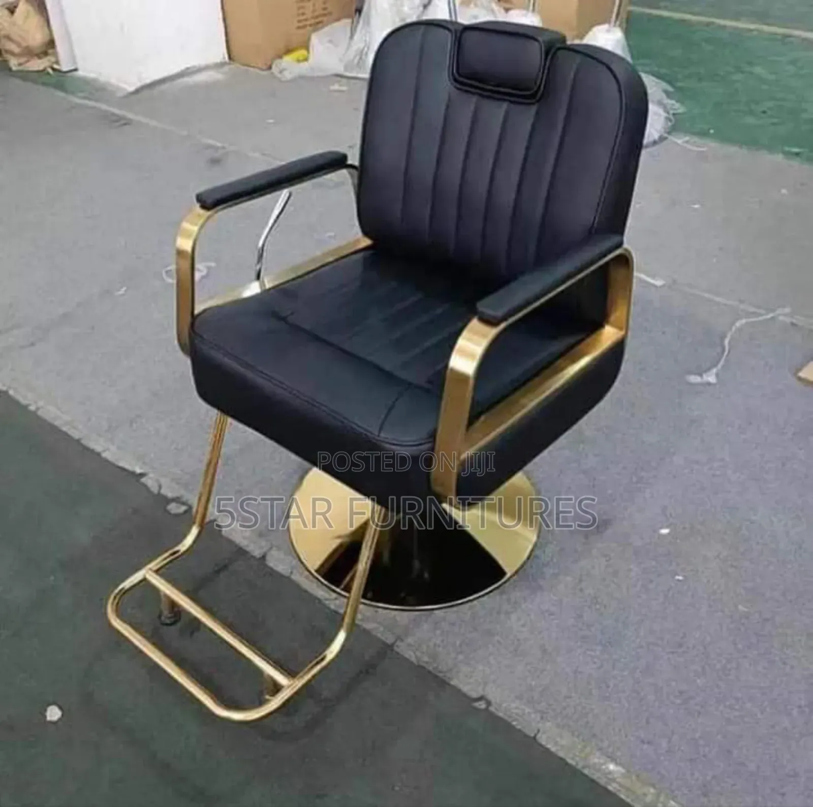New Modern Barbing Chair With Gold Pedal