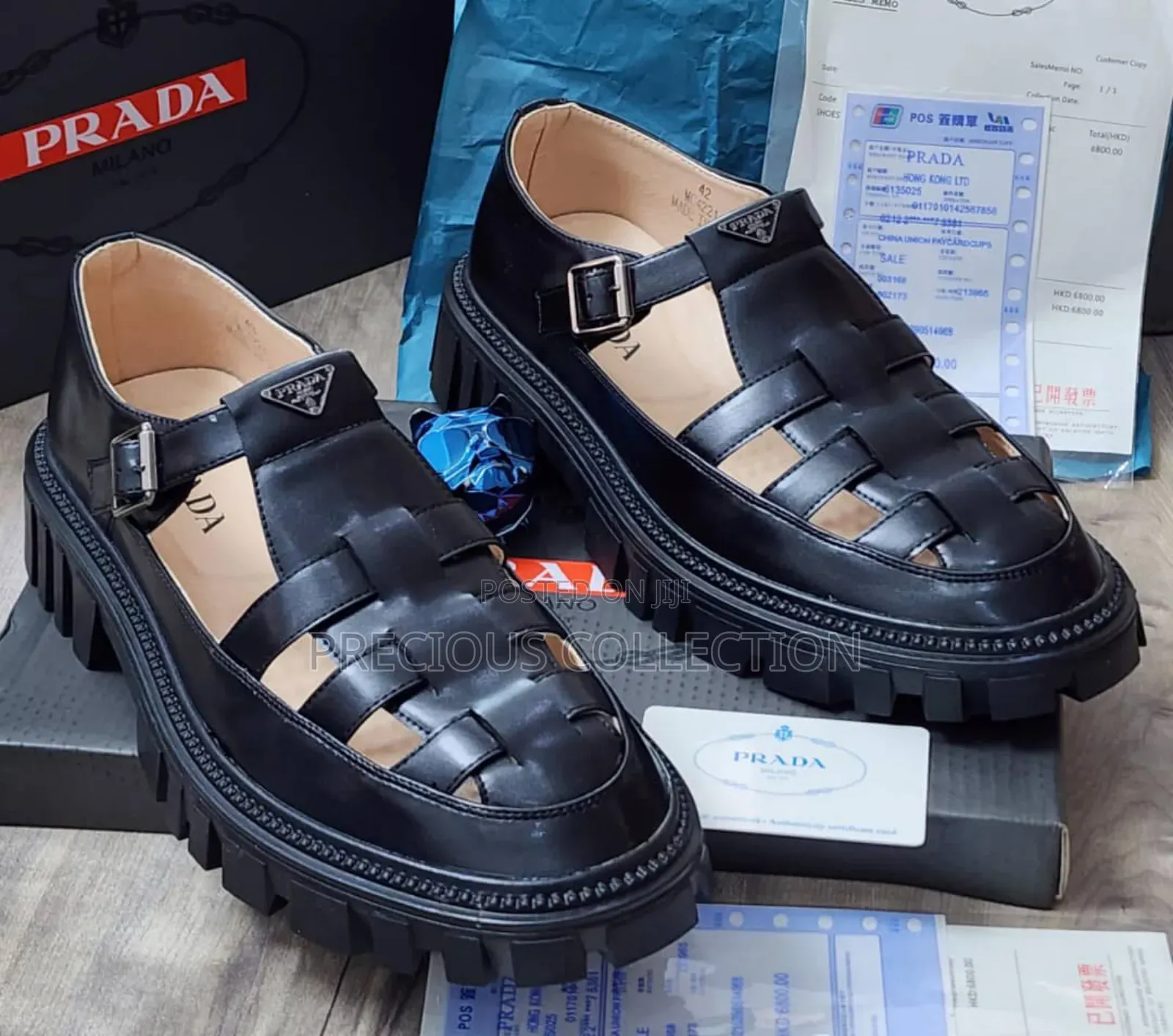 Men's PRADA Vintage Leather Buckle Sandals