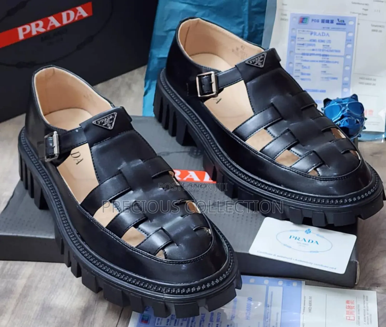 Men's PRADA Vintage Leather Buckle Sandals