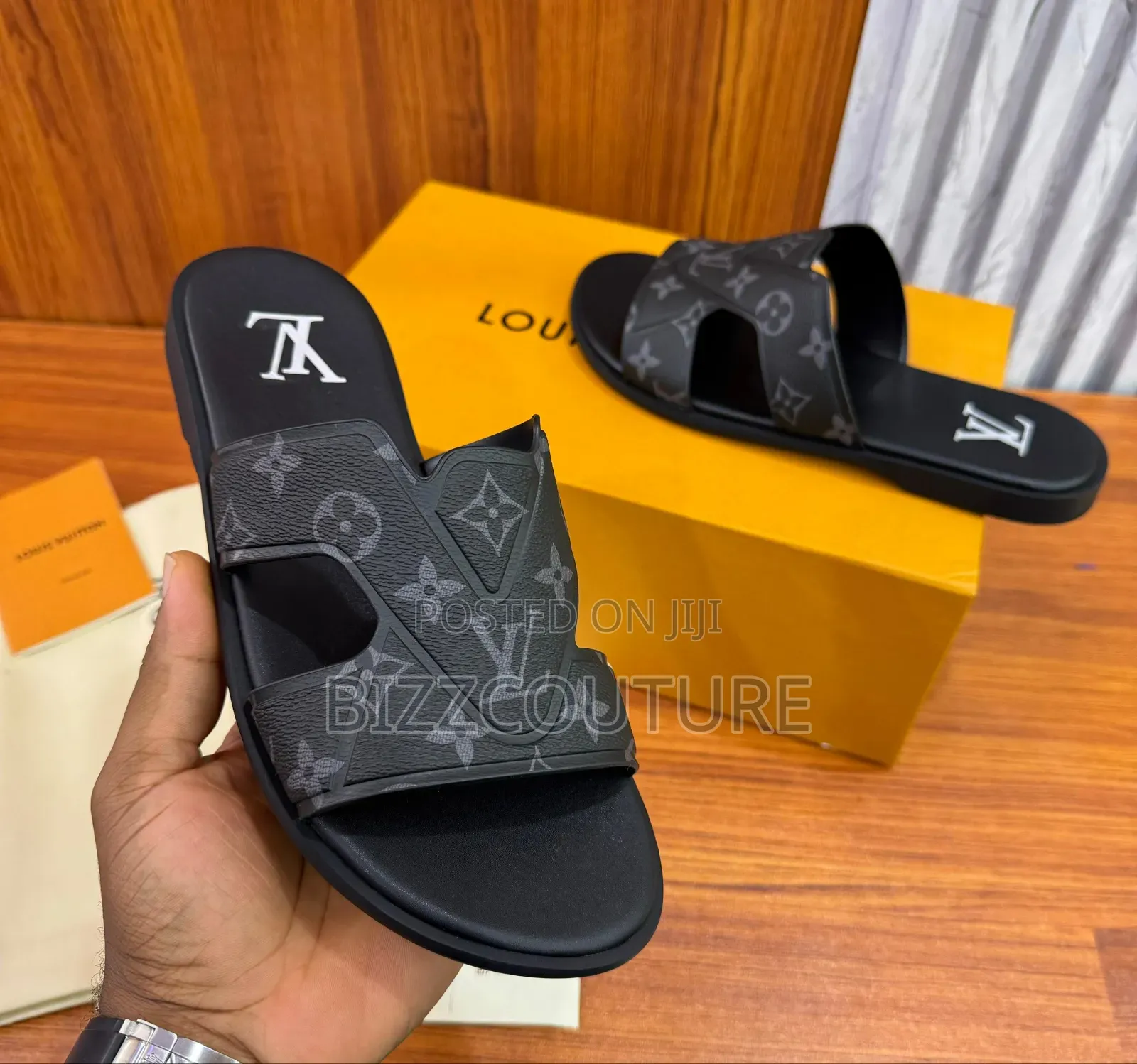 Original Louis Vuitton Leather Slippers Available in Store