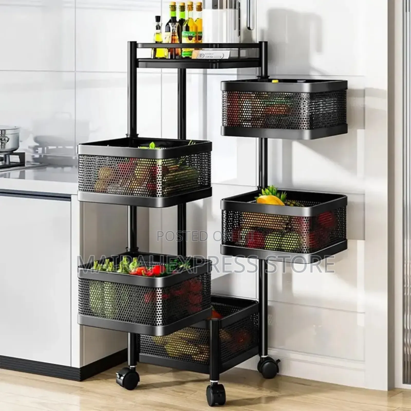 Multilayer Rotating (Square) Stainless Steel Drawer Trolley