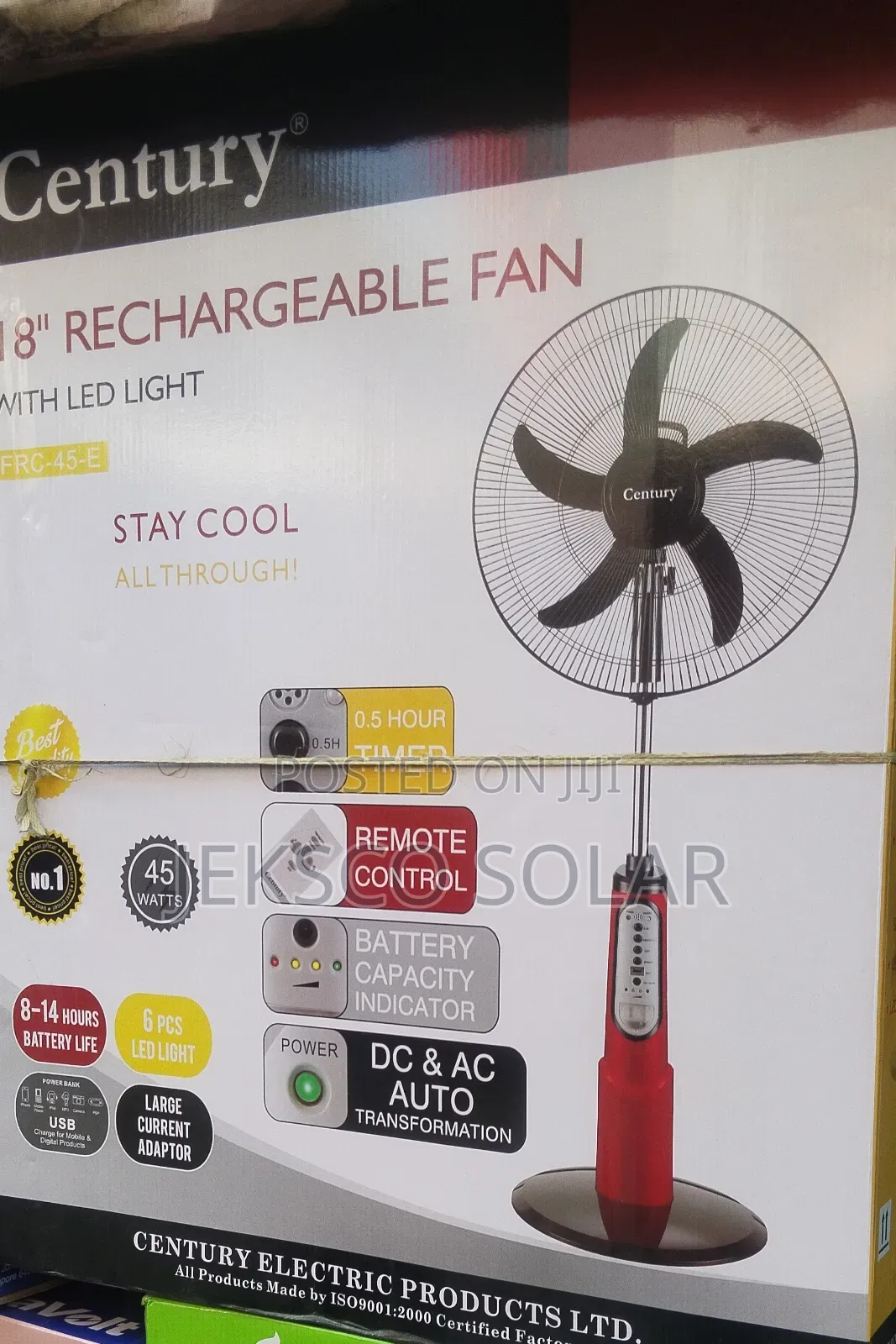 Century Rechargeable Standing Fan 18inches AC/DC