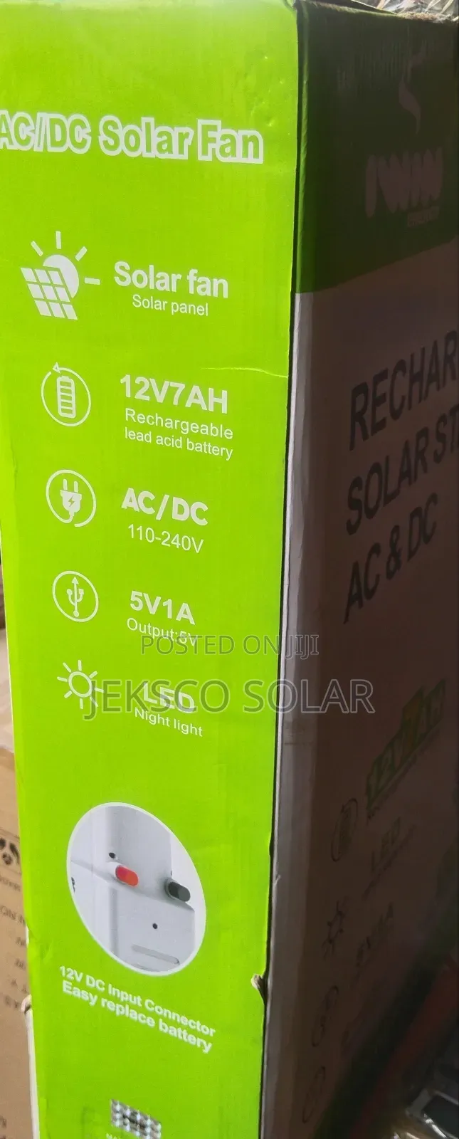 Iwin Solar Rechargeable Standing Fan 18inches, AC/DC