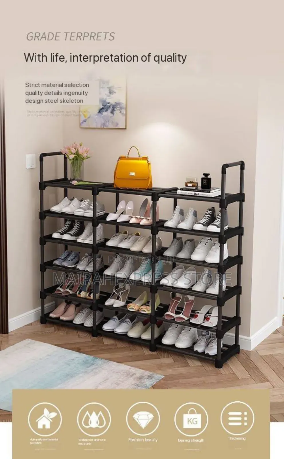 Exotic Thickening Steel DIY 6 Layers Shoe Rack