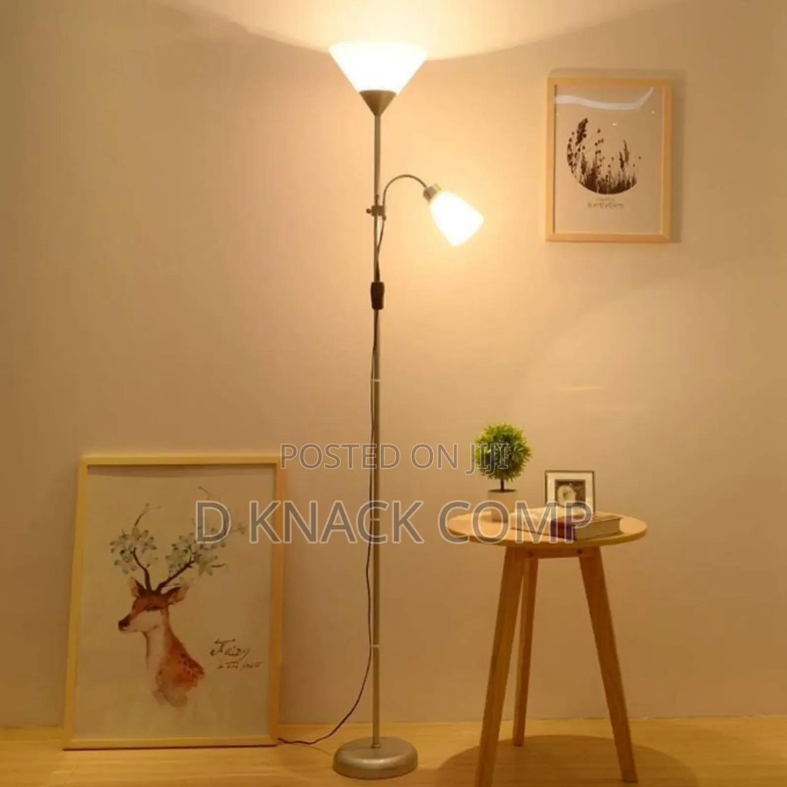 Standing Simple Iron Double Head Floor Lamp - Silver