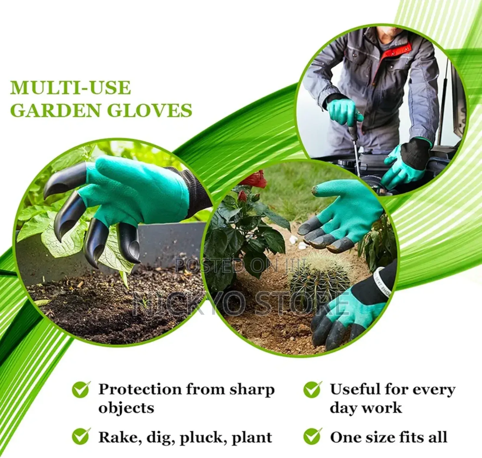 1 Pair Garden Gloves With Claws