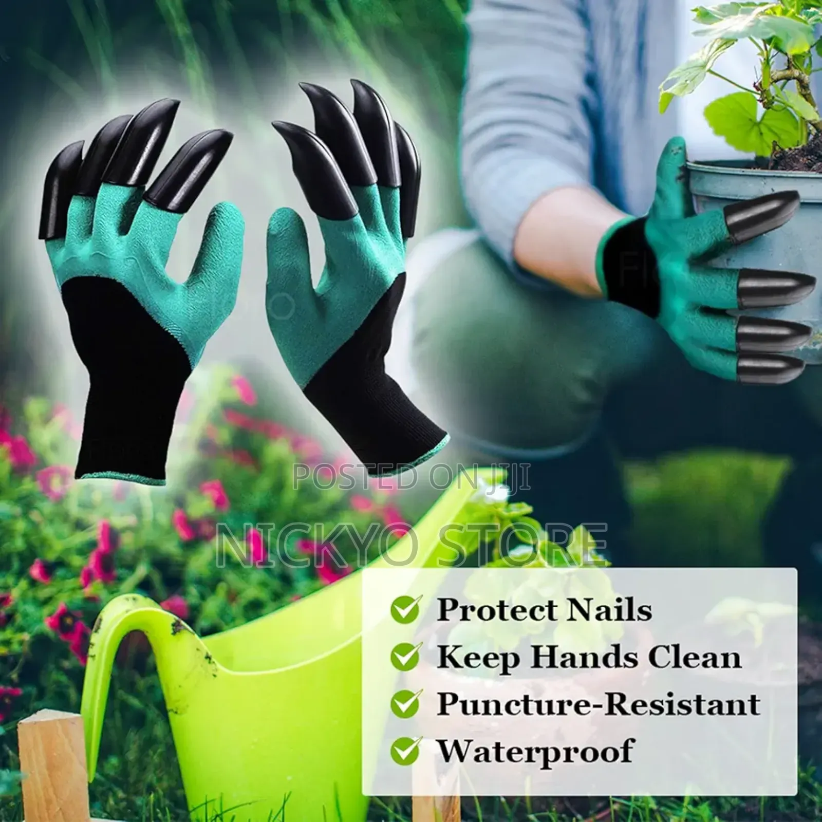 1 Pair Garden Gloves With Claws
