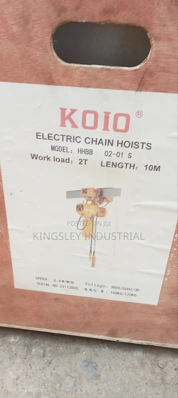 Chain Hoist 2T 10miters HHBB Motorized Trolley Electric