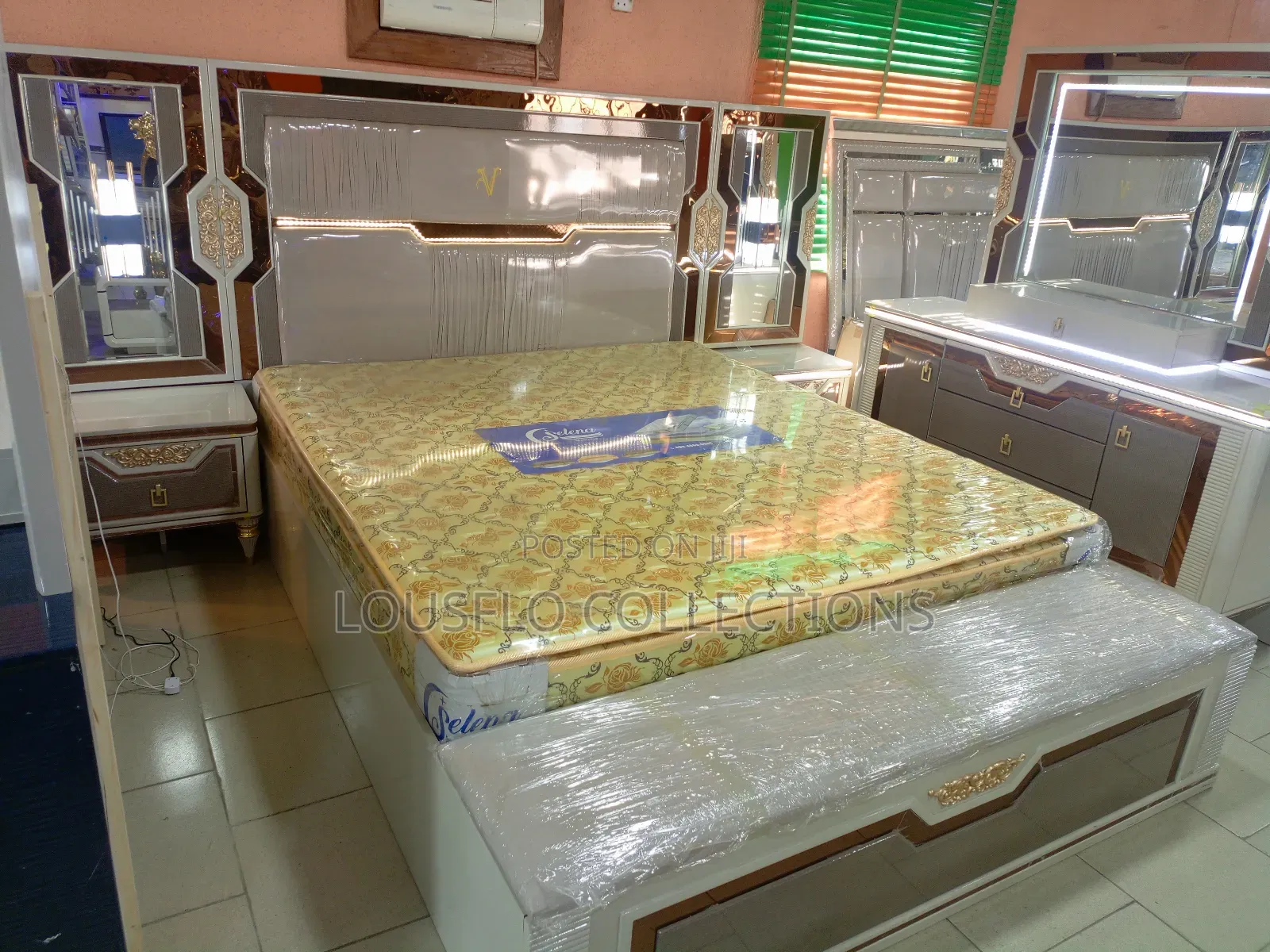 Your Quality Turkish Bed With Light and Dressing Mirror Set