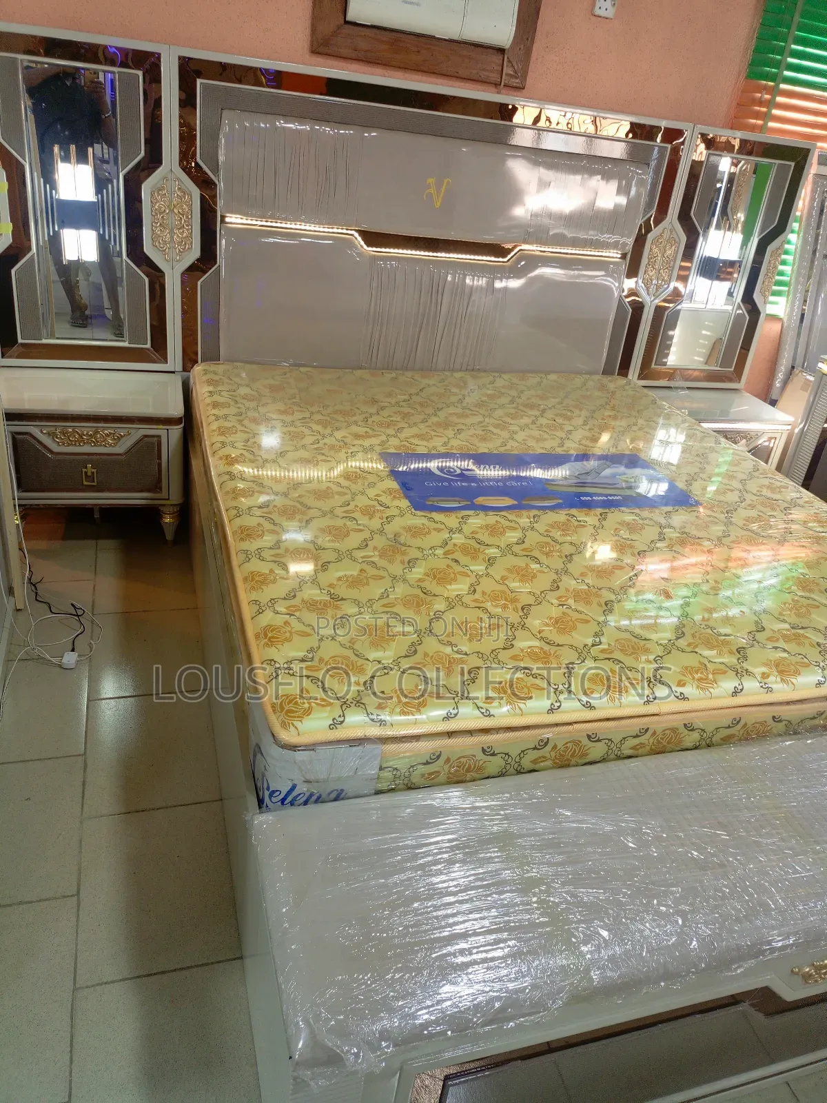 Your Quality Turkish Bed With Light and Dressing Mirror Set