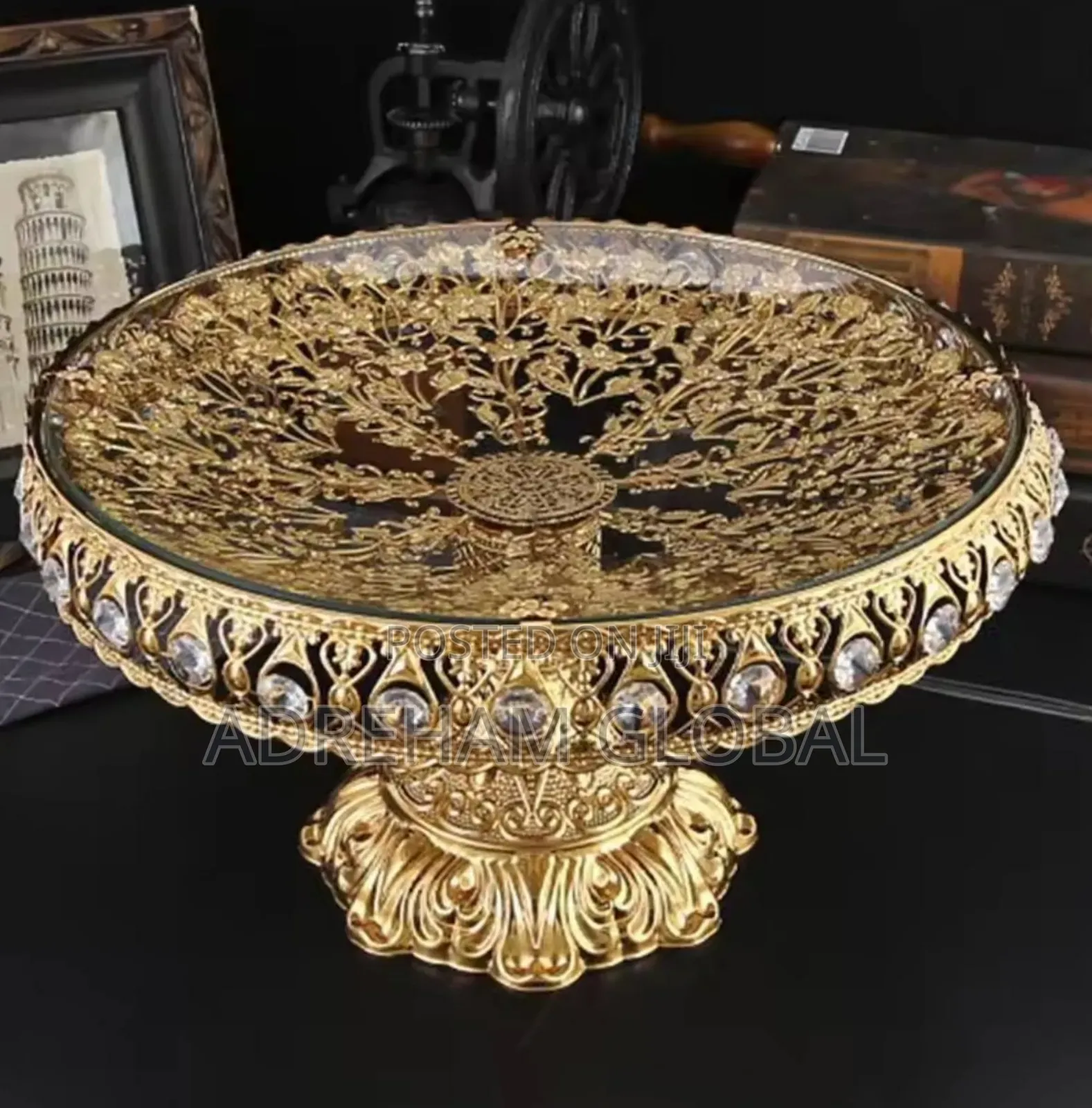 Fruit Plate,Nut Plate Metal Banquet Round Ornaments Fruit
