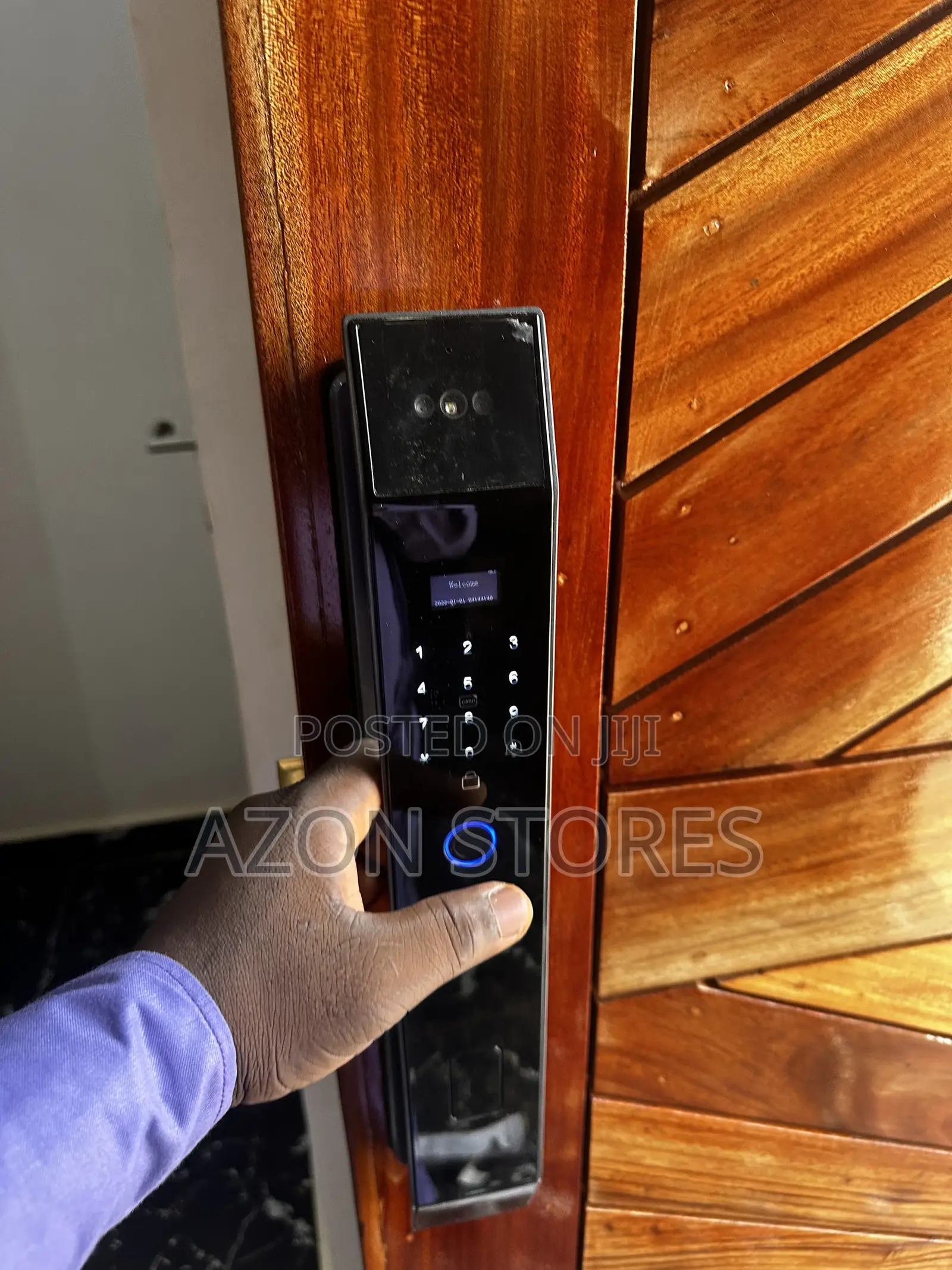 Smart Door Lock Installation and Maintenance. Wooden Iron
