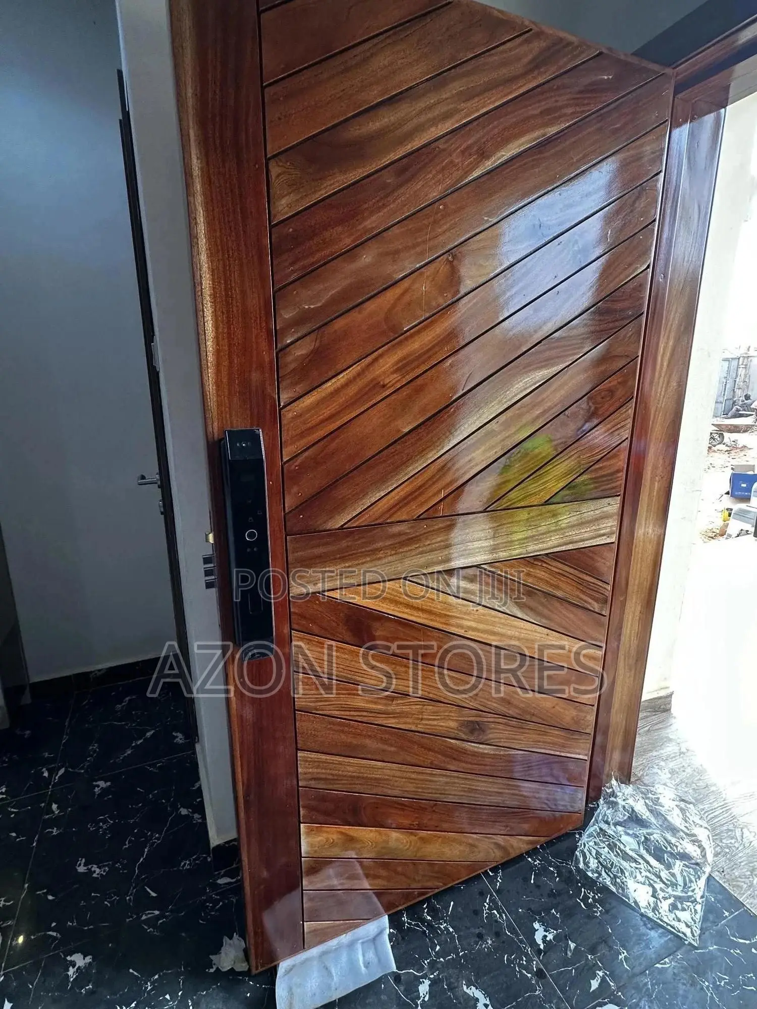 Smart Door Lock Installation and Maintenance. Wooden Iron