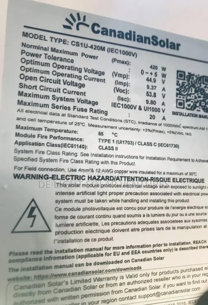 Canadian Solar Panel 420watts