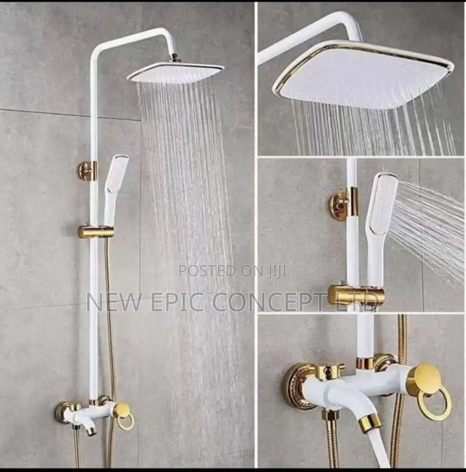 White and Gold Standing Shower