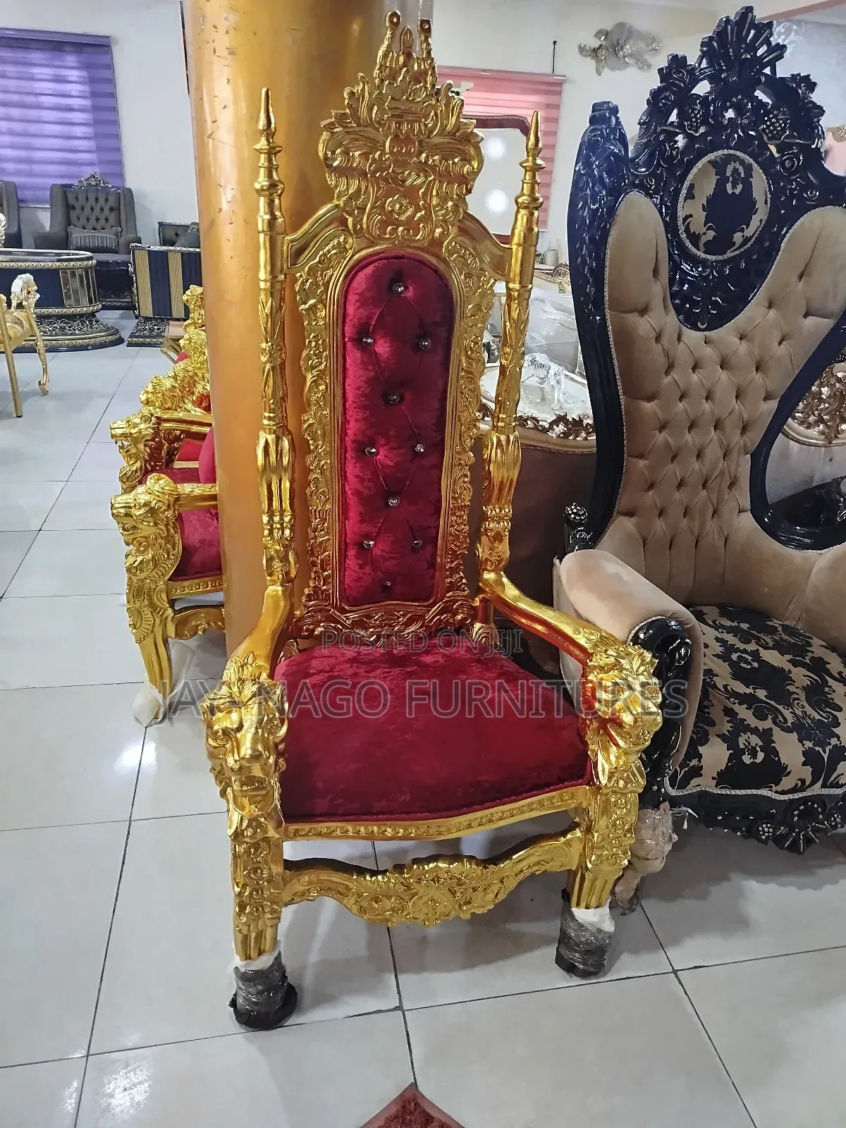 Royal Wooden Golden Kings and Queens Chair