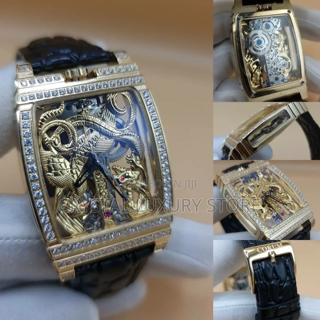 Corum Quality Luxury Men Genuine Leather Wristwatch