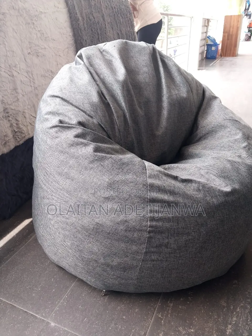 Washable Grey Beanbag Sofa Office Home