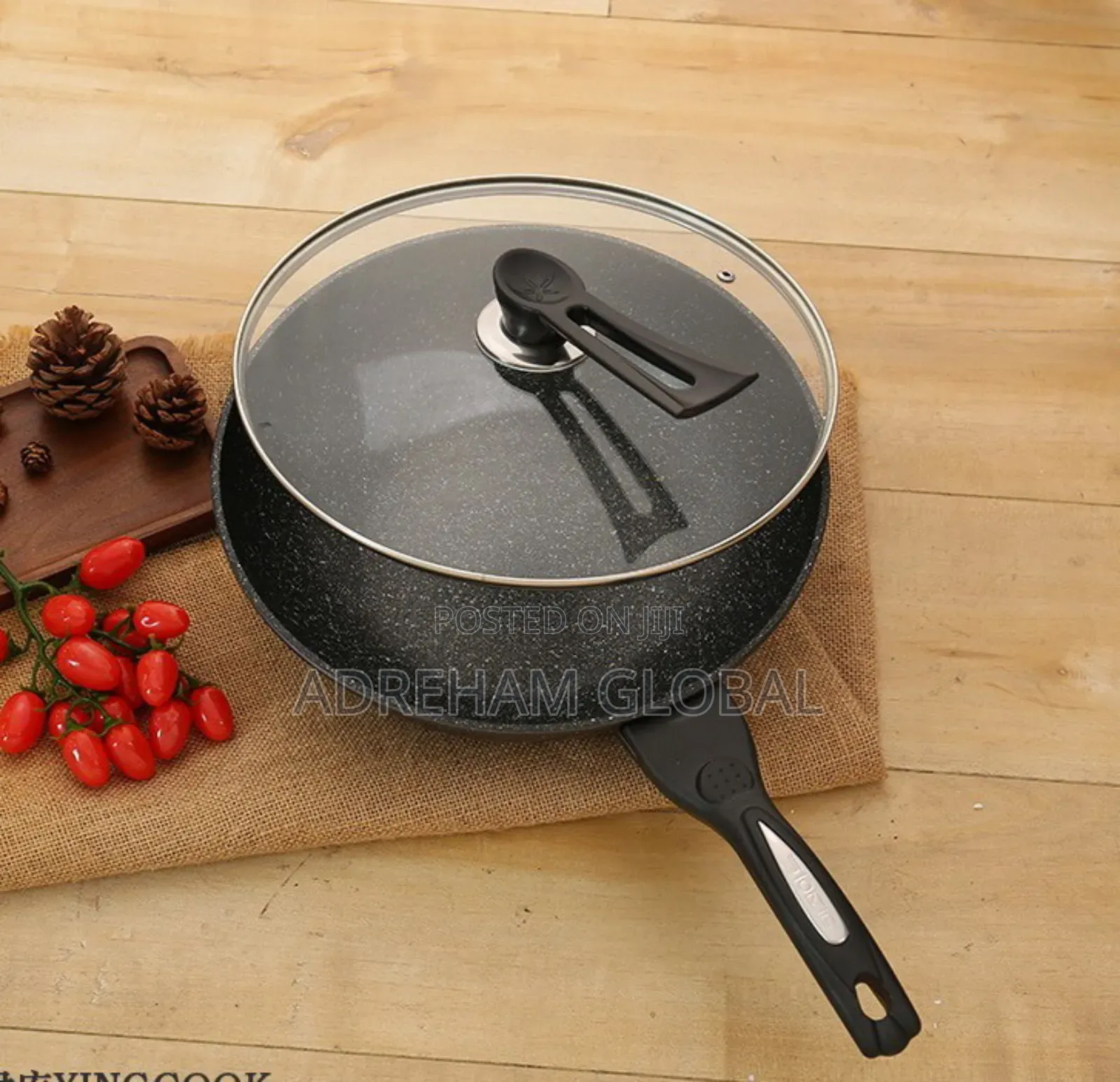 30cm Nonstick Wok Deep Frypan With Glass Cover