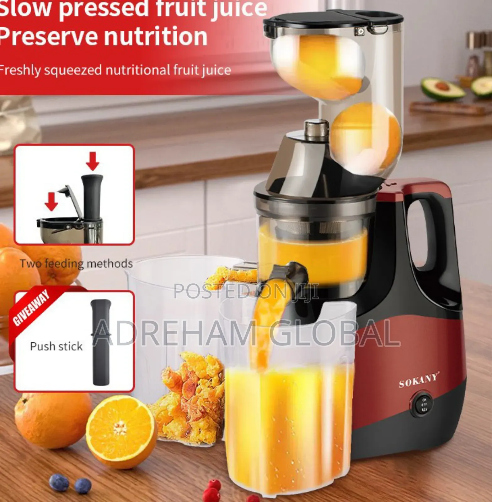 Sokany 800watt Slow Juicer/Juice Extractor