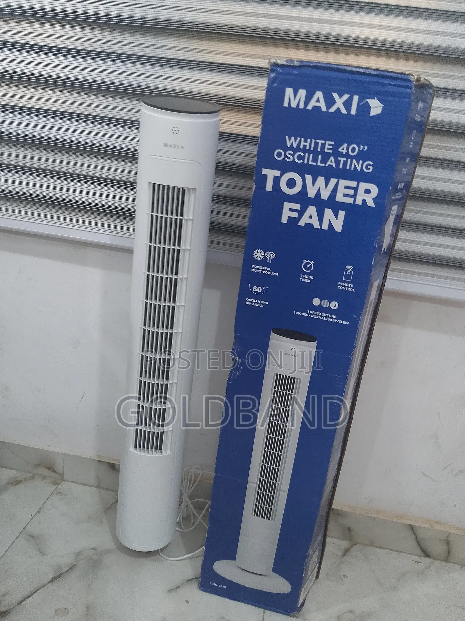40" White Maxi Oscillating Tower Fan With Remote Control