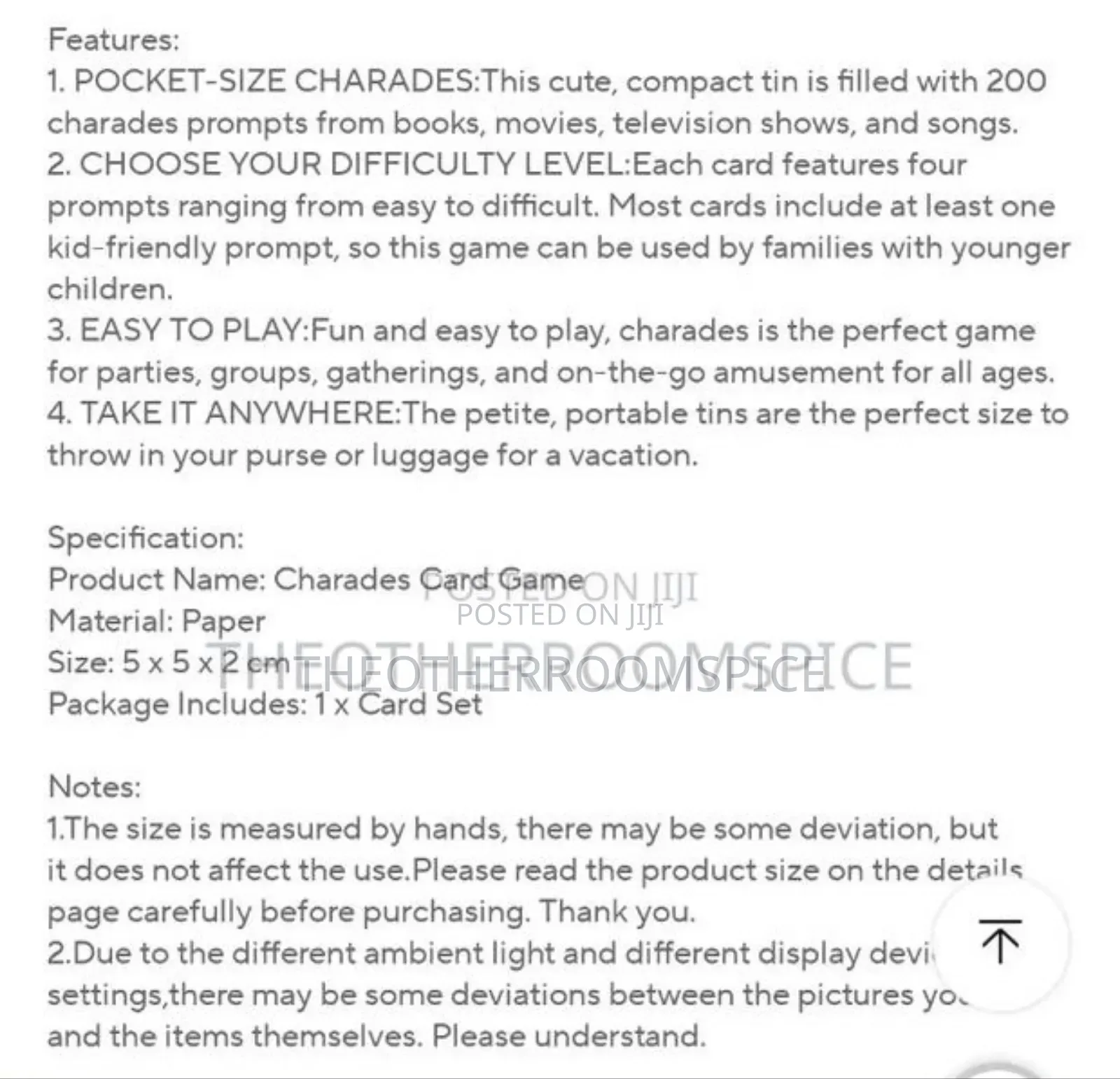 Mini Charades Adult Family Party 50pc Fun Card Game