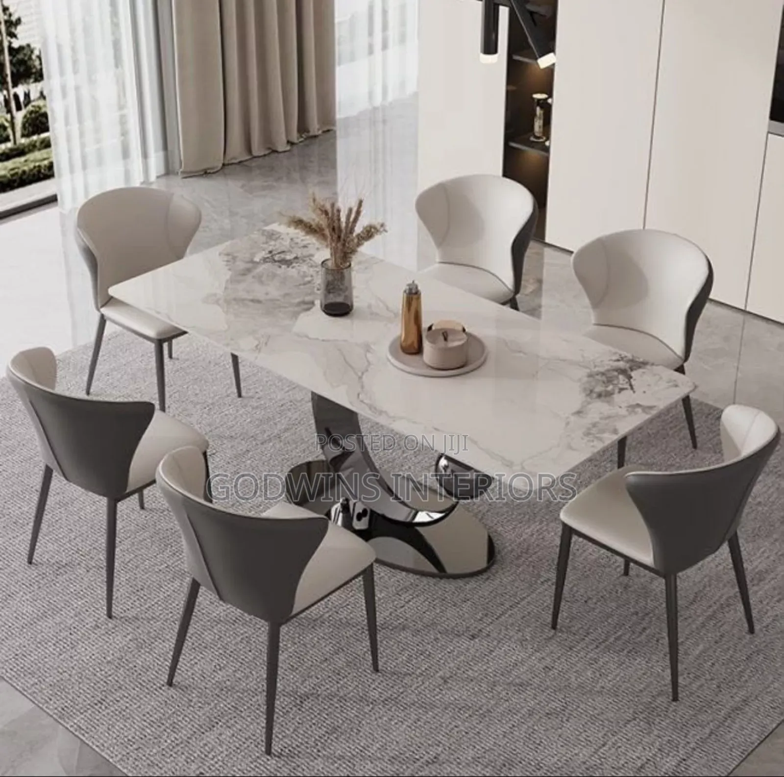 Exclusive Modern Marbel Dinnng Set With Six Chairs