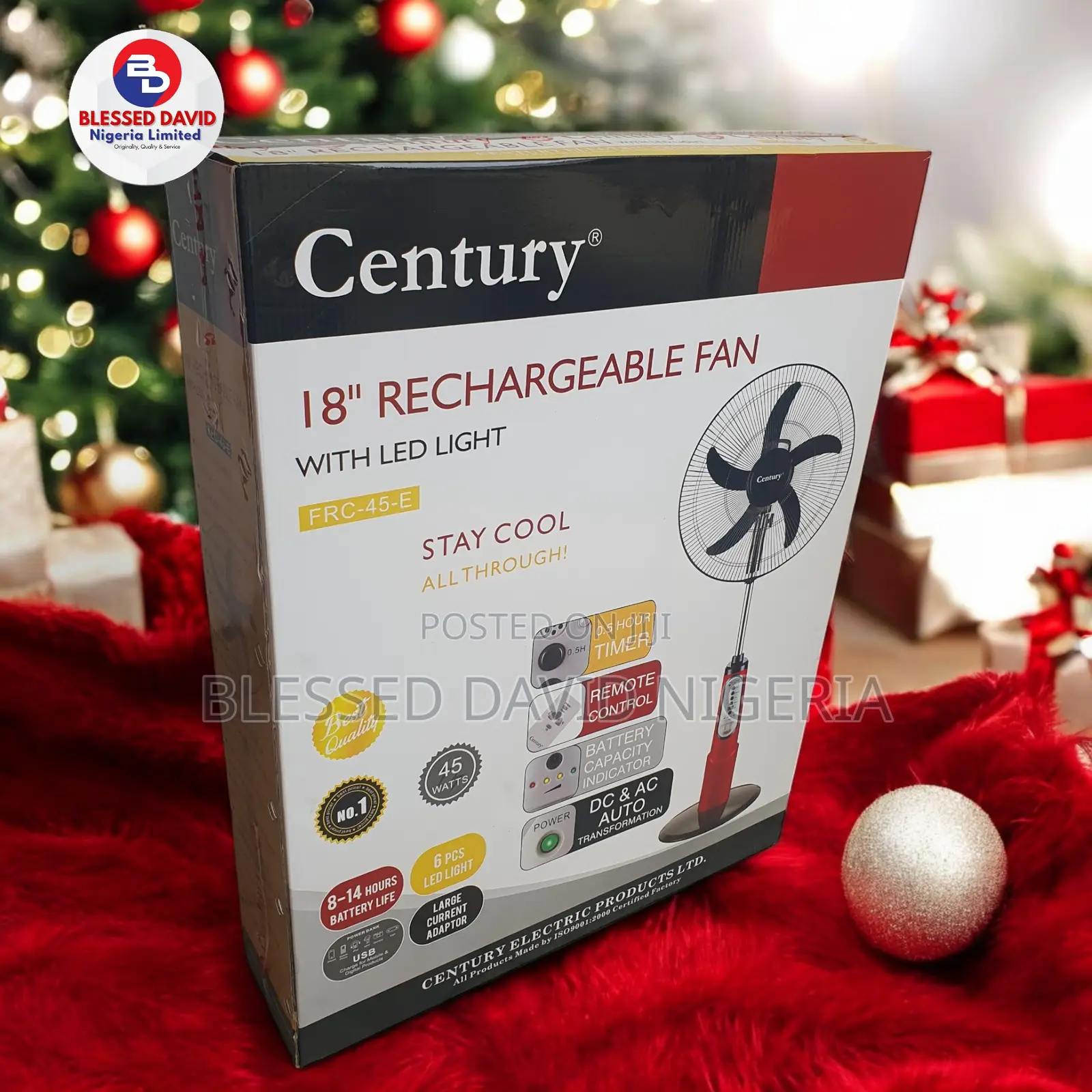 Century Rechargeable Fan ( for the Season) Red-45-E