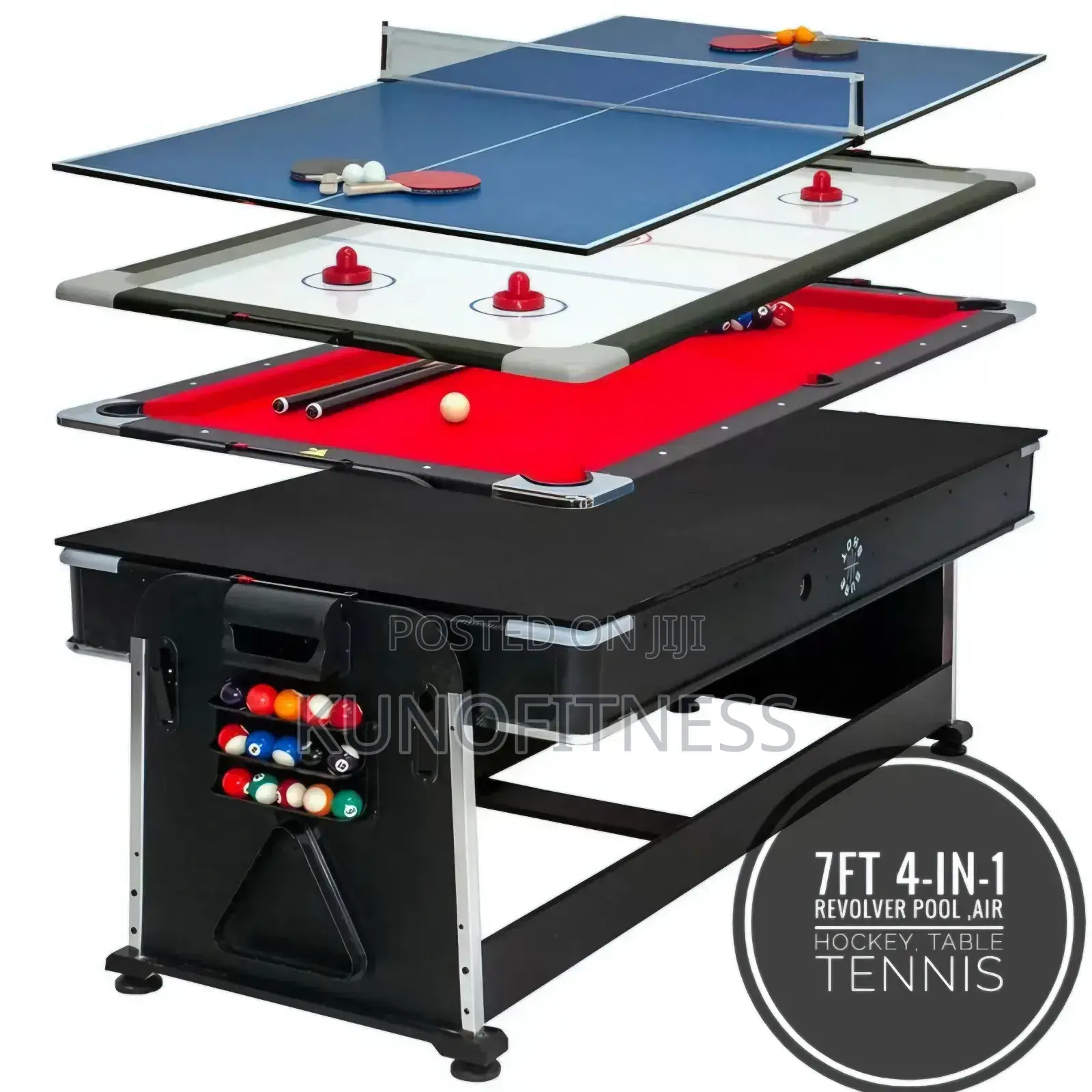 7ft 4-in-1 Revolver Snooker, Tennis, Air Hockey, Dining