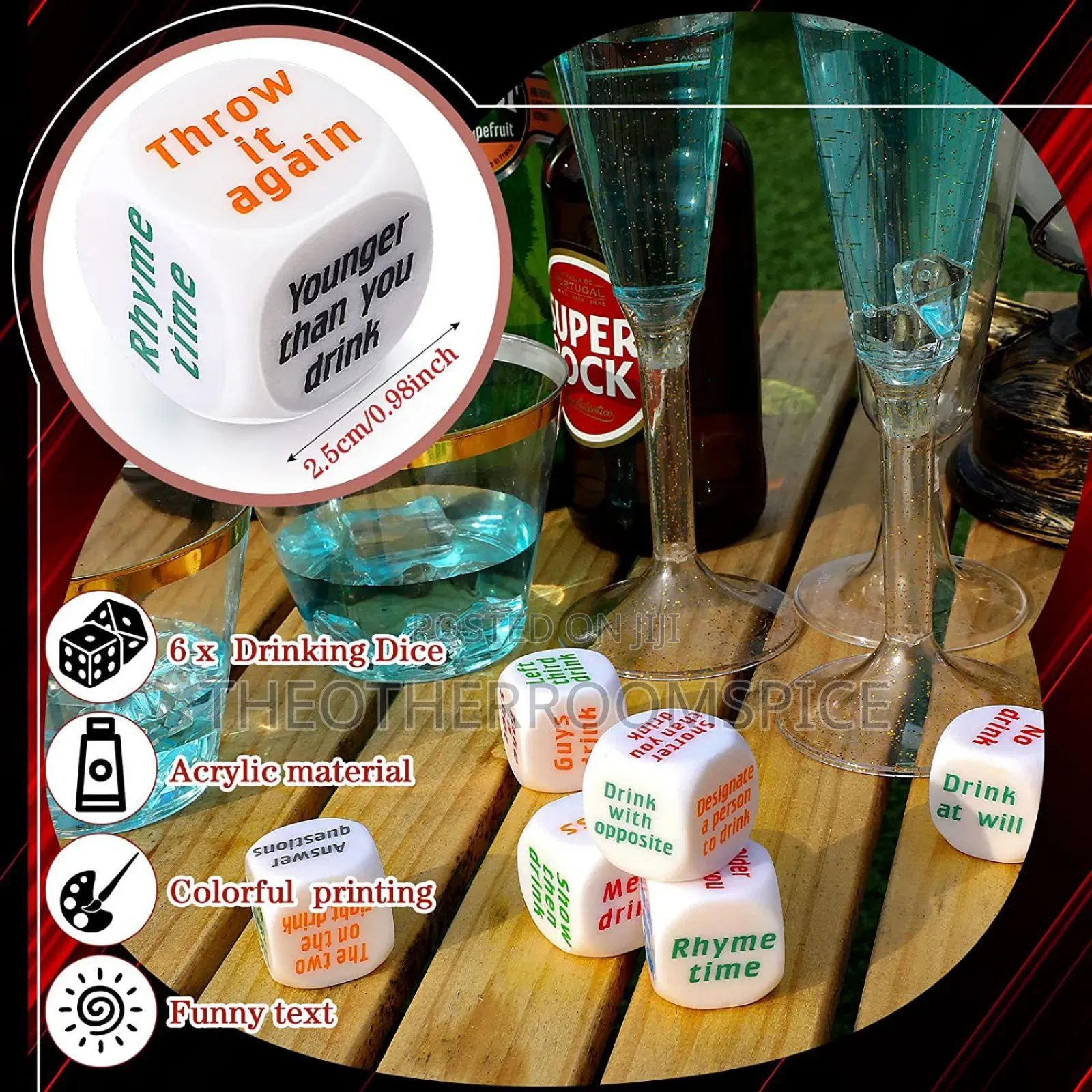 6pc Drinking Dice Adult Fun Party Game Set