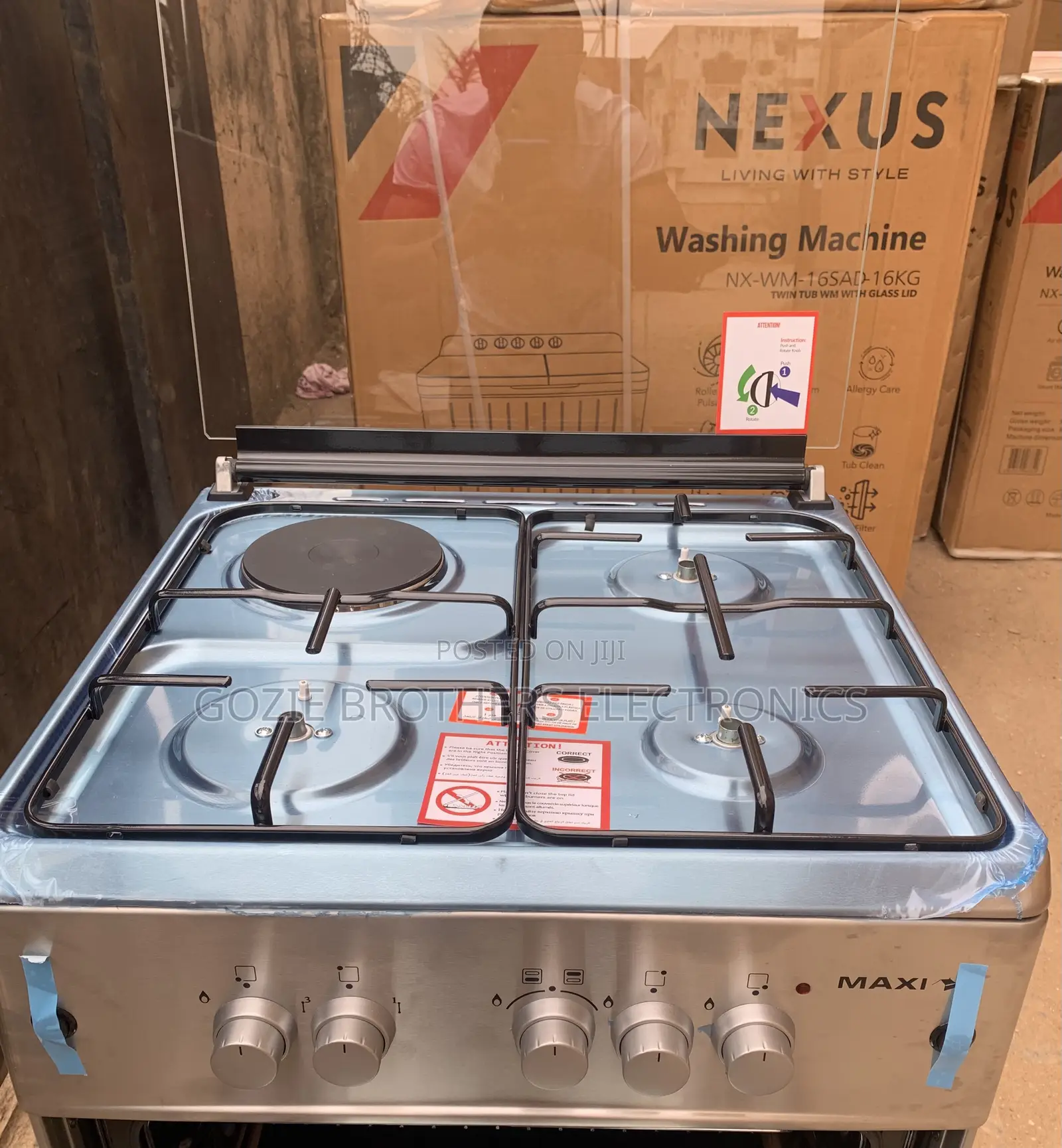 Maxi 3g/1e Standing Gas Cooker With Oven Size 60 X 60