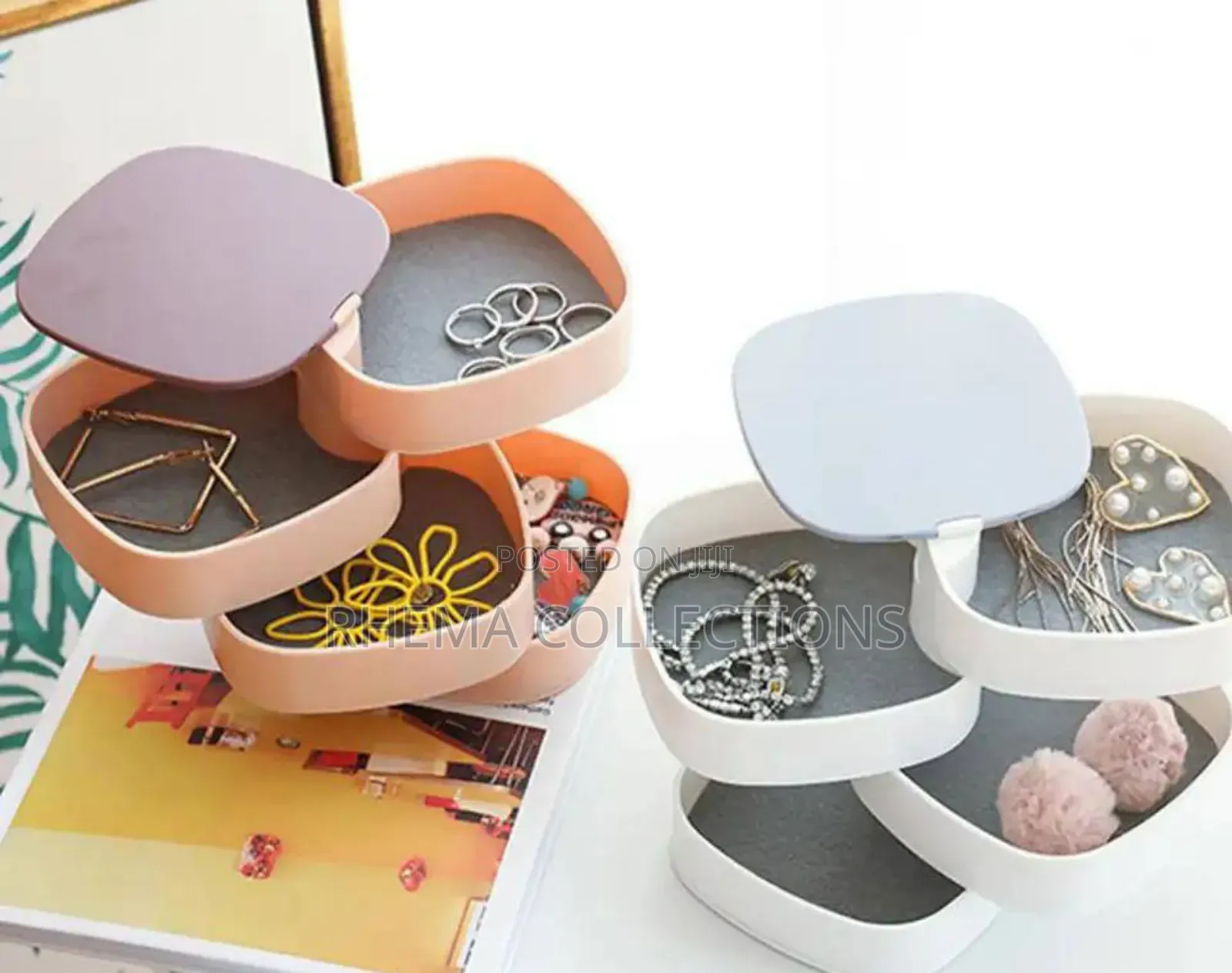 4 Layers Rotating Jewelry Organizer With Mirror