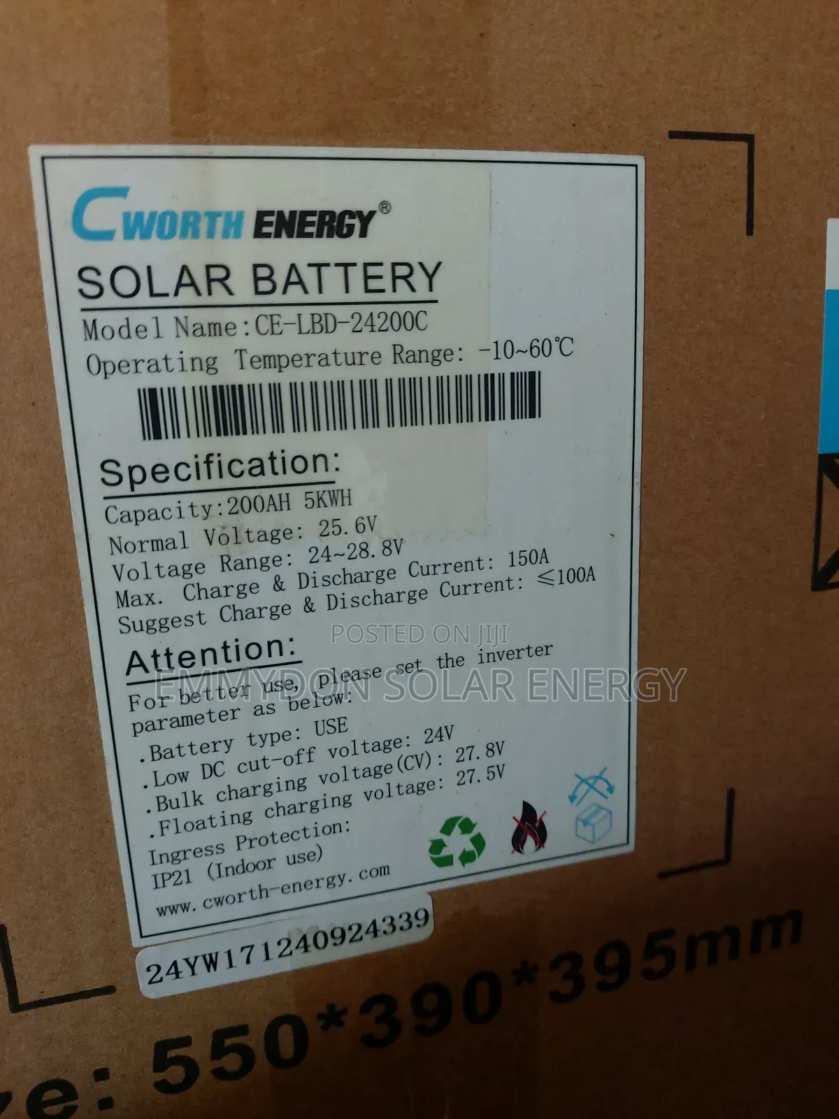 Original Cworth Lithium Iron Battery 5kwh 24v