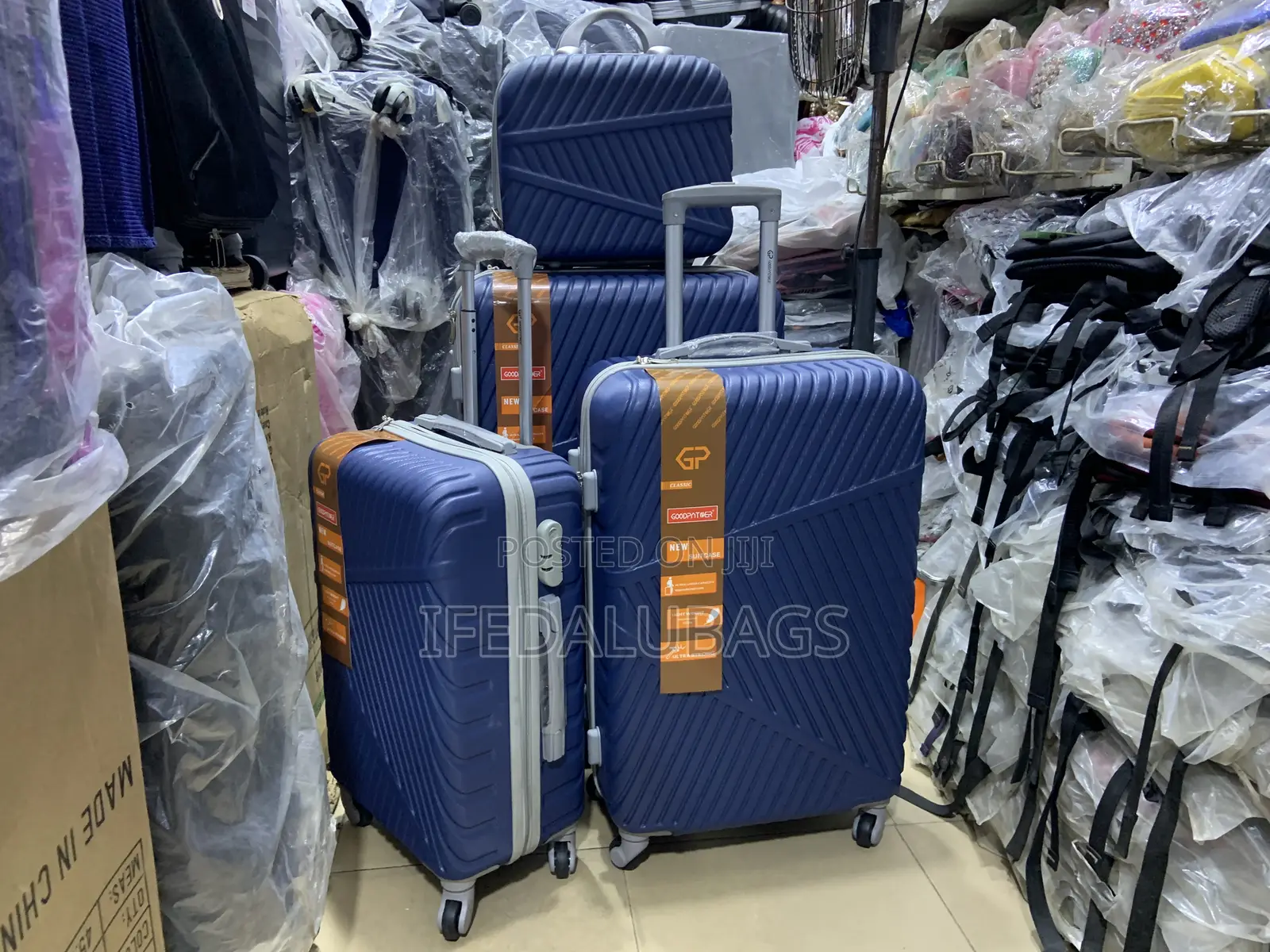 Navy Blue Durable Plastic Set of Luggage