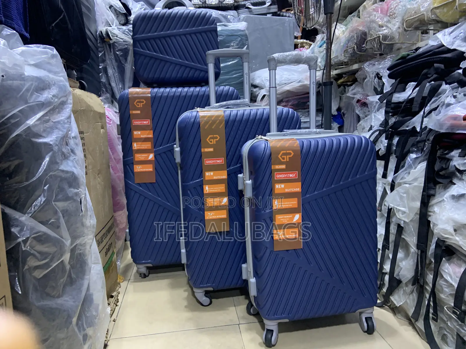 Navy Blue Durable Plastic Set of Luggage
