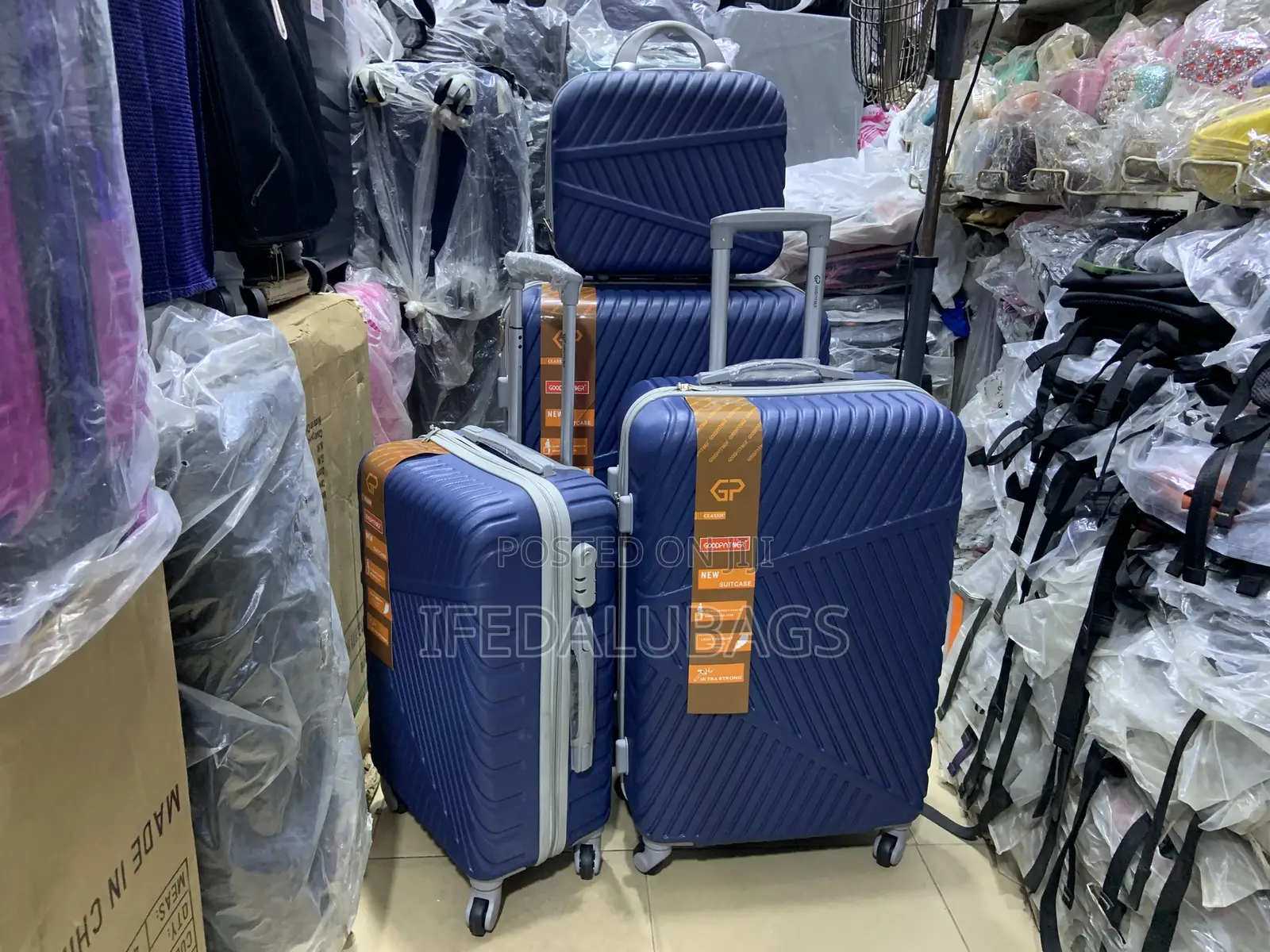 Navy Blue Durable Plastic Set of Luggage