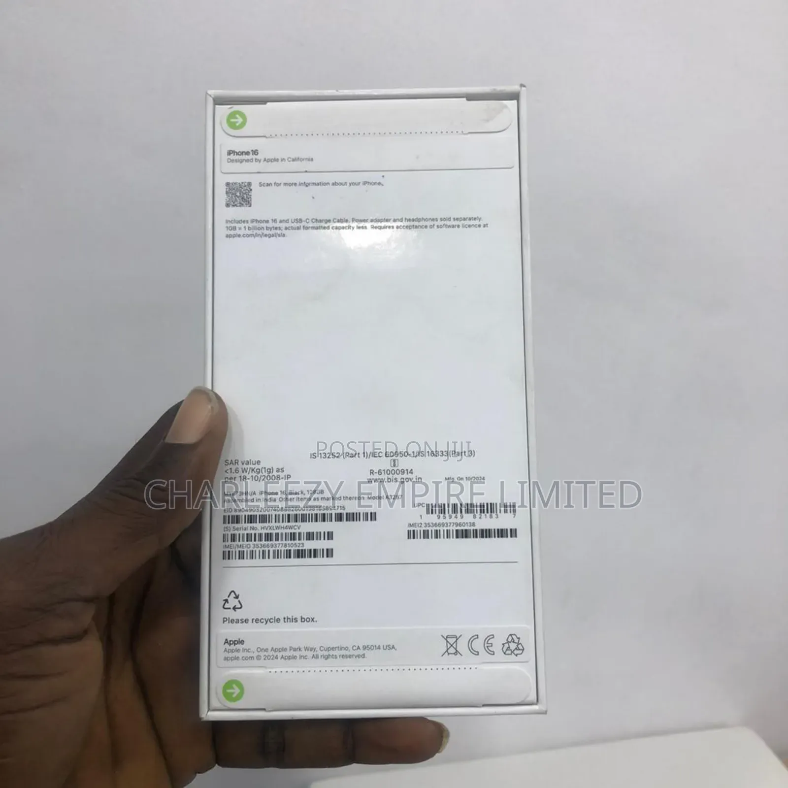New Apple iPhone 16 128 GB Black