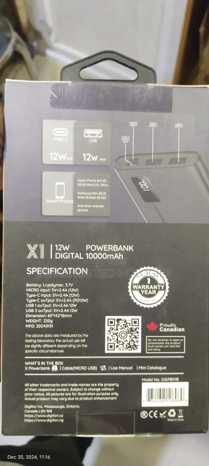 Digifon Gorilla X1 10000mah 12.5w Powerbank