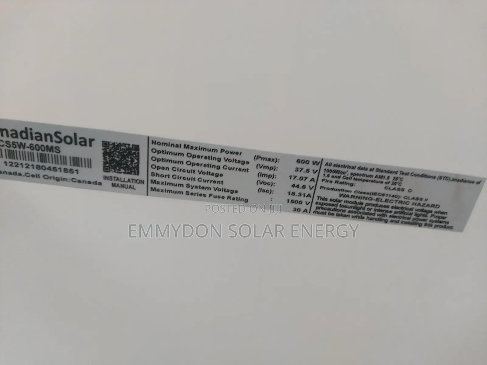 Original Canadian Solar Mono Panel 600watt