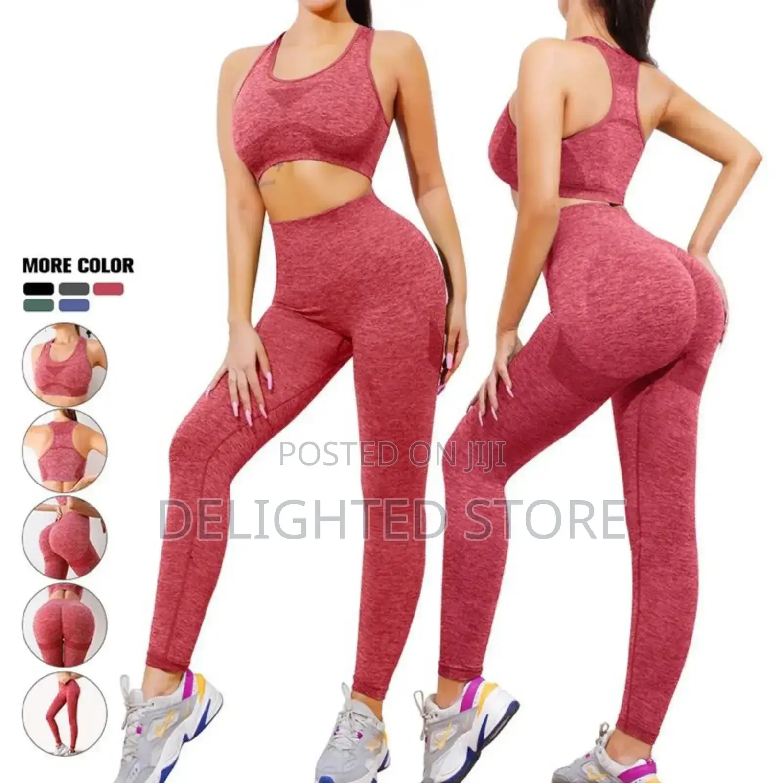 2pcs Seamless High Stretch Ladies Gym Wear Set (One Size Fit All)